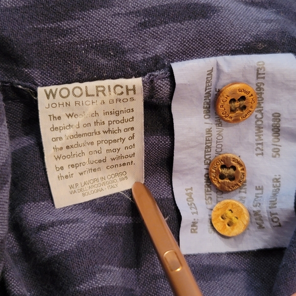 Vintage Woolrich Men's Button Down Cotton Blue Geometric Patern Shirt-Medium - Picture 5 of 9